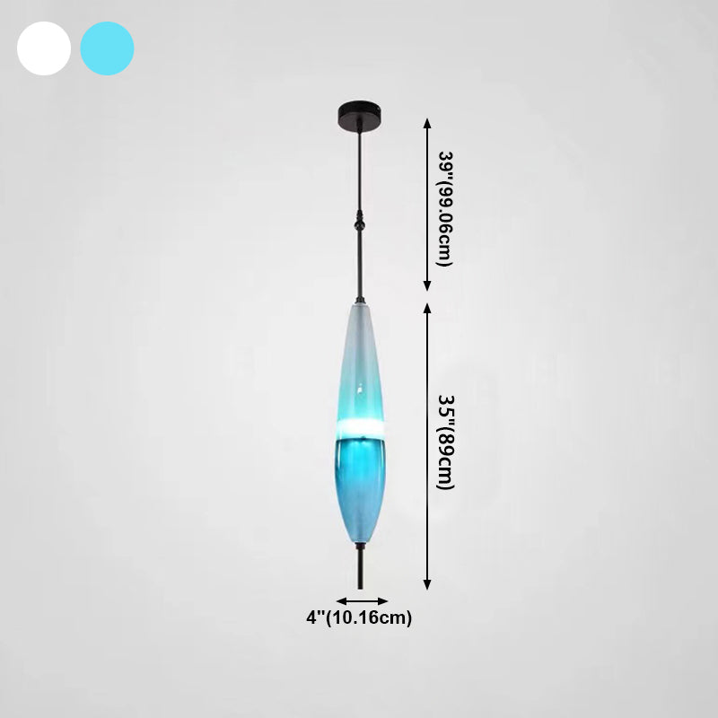 Lampe de suspension en verre de forme ovale créative moderne la lumière suspendue à 1 lumière pour salle à manger