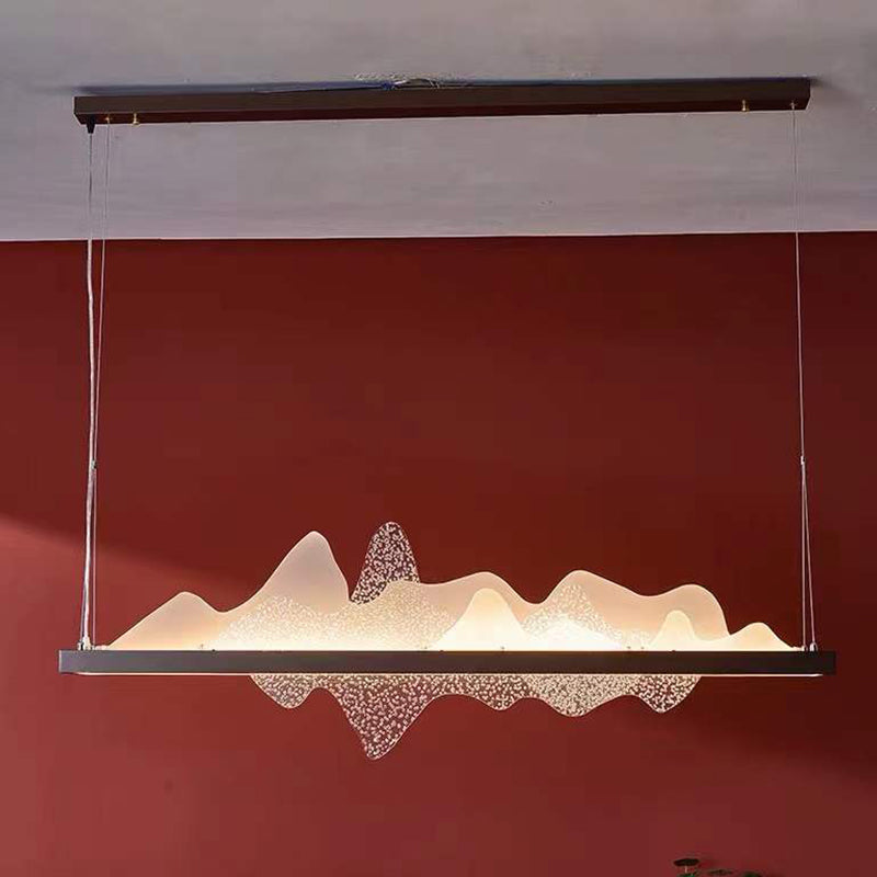 Black Metal Island Lightsing Lámpara de colgantes LED de restaurante moderno con sombra acrílica