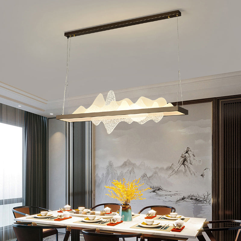 Black Metal Island Lightsing Lámpara de colgantes LED de restaurante moderno con sombra acrílica