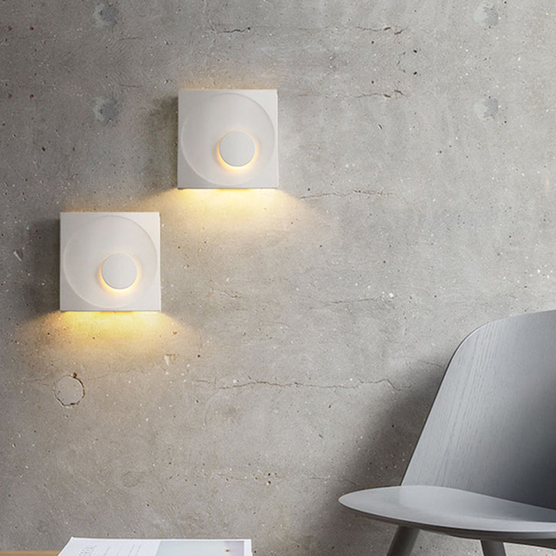 Modern Style Cement Wall Sconce Square Shape Wall Light for Living Room