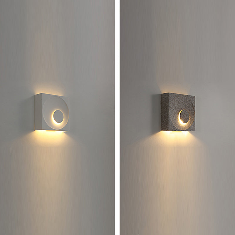 Modern Style Cement Wall Sconce Square Shape Wall Light for Living Room