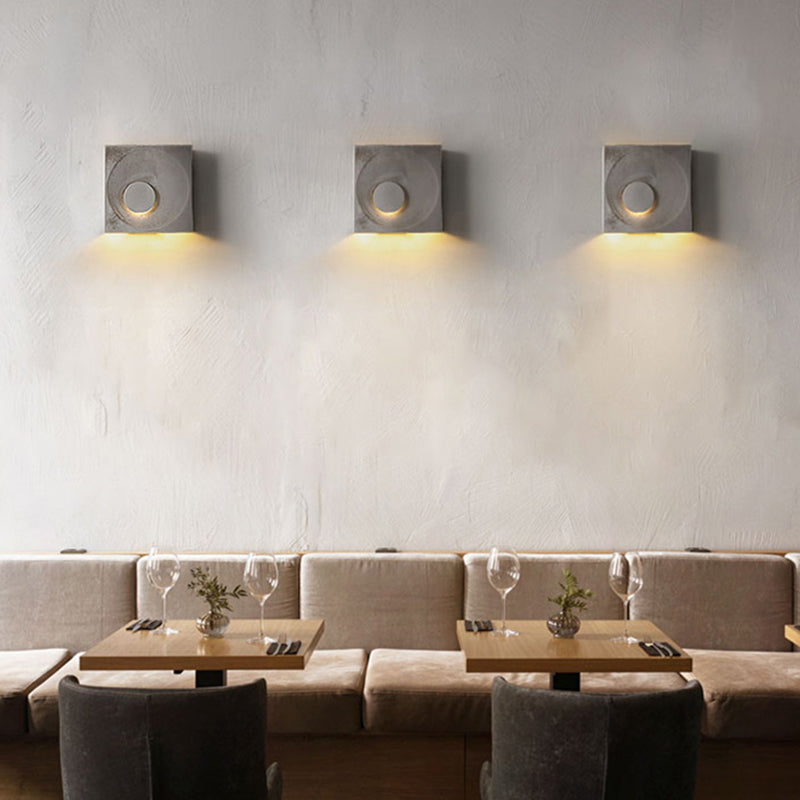 Modern Style Cement Wall Sconce Square Shape Wall Light for Living Room