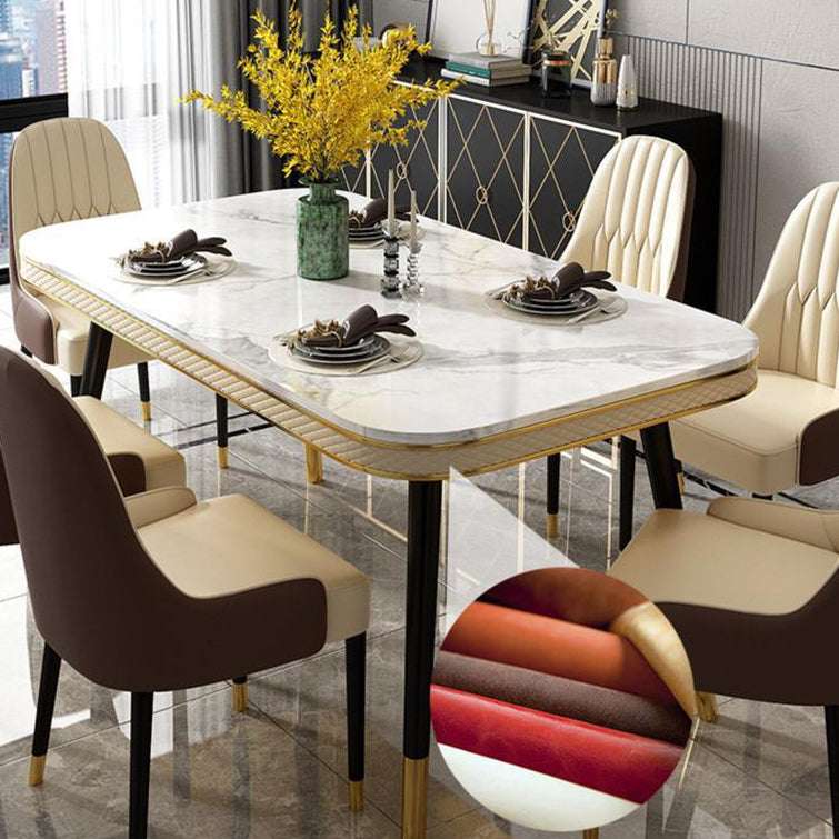 Traditional Luxury Dining Table Rectangle 4 Legs Dining Table for Living Room