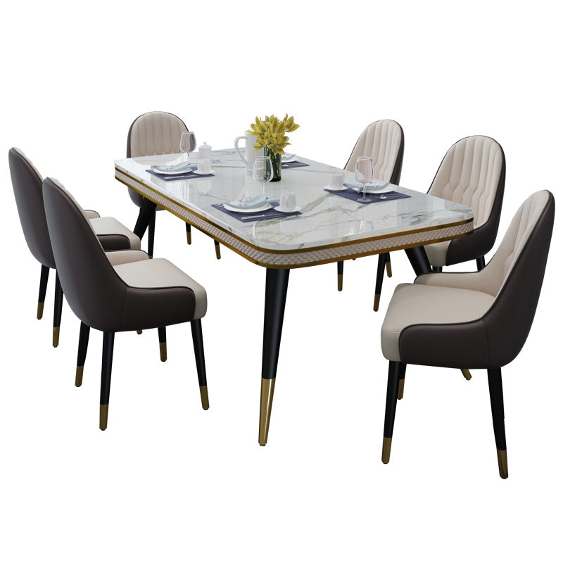 Traditional Luxury Dining Table Rectangle 4 Legs Dining Table for Living Room