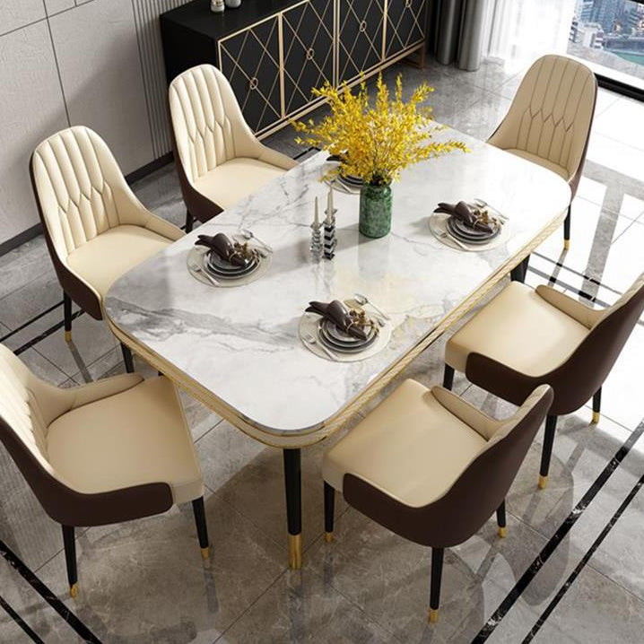 Traditional Luxury Dining Table Rectangle 4 Legs Dining Table for Living Room