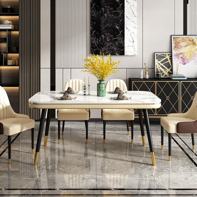 Traditional Luxury Dining Table Rectangle 4 Legs Dining Table for Living Room