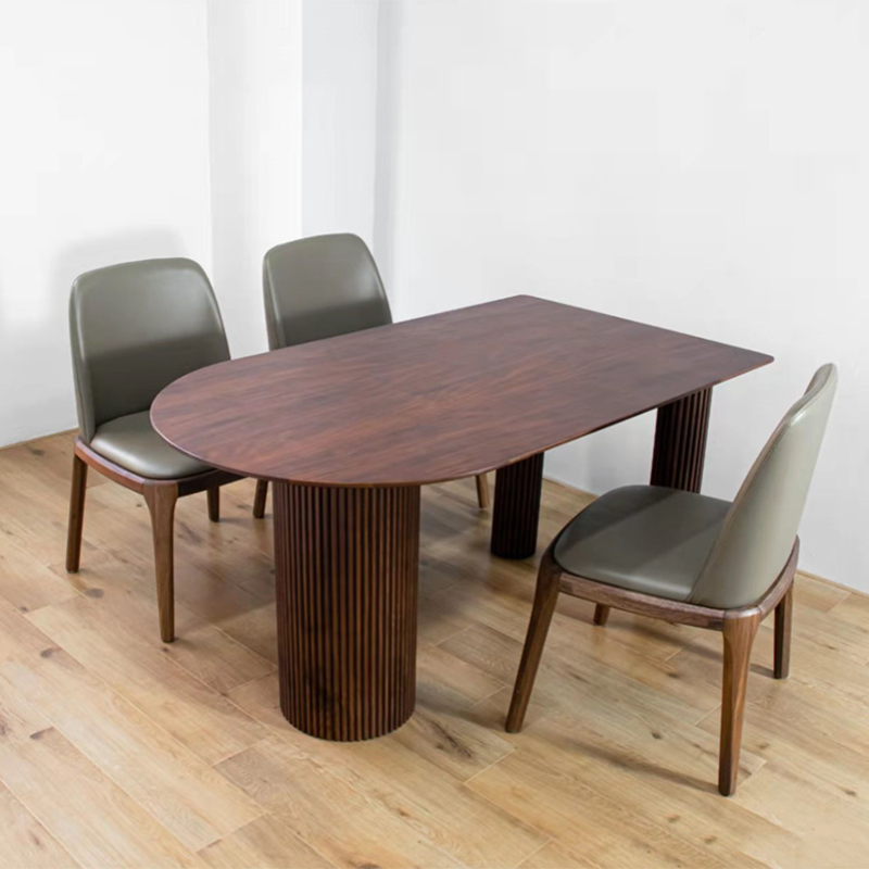 Free Form Dining Table Pinewood Solid Wood Table Contemporary with 3 Legs