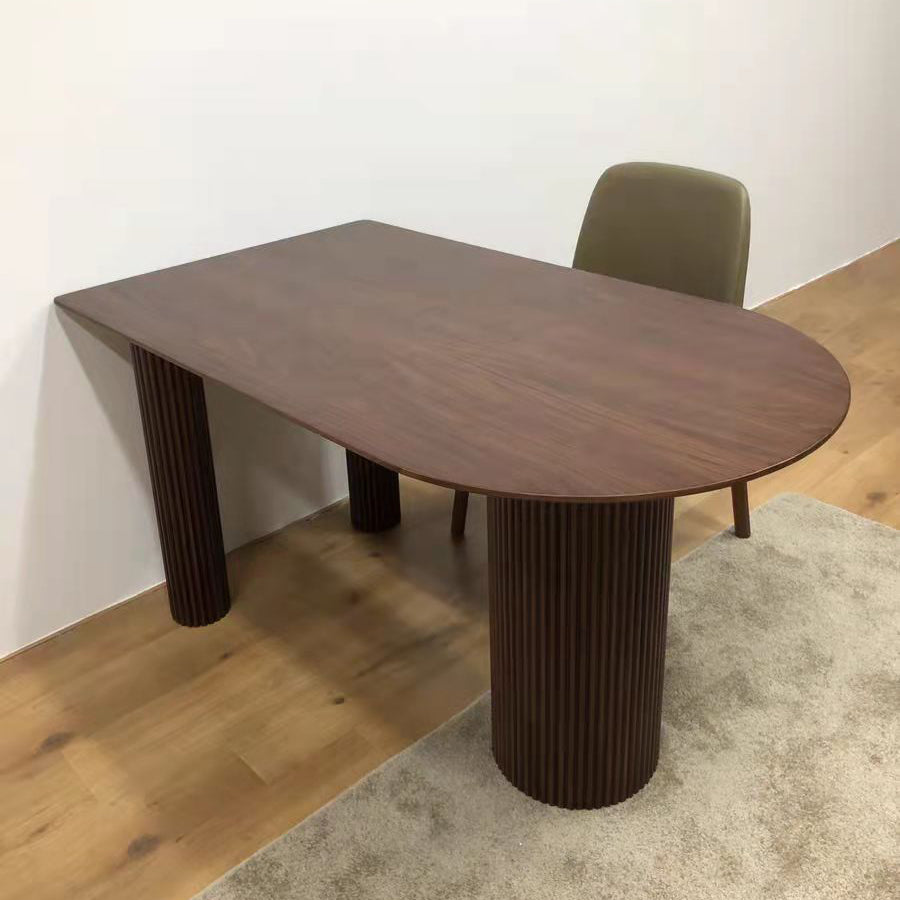 Free Form Dining Table Pinewood Solid Wood Table Contemporary with 3 Legs