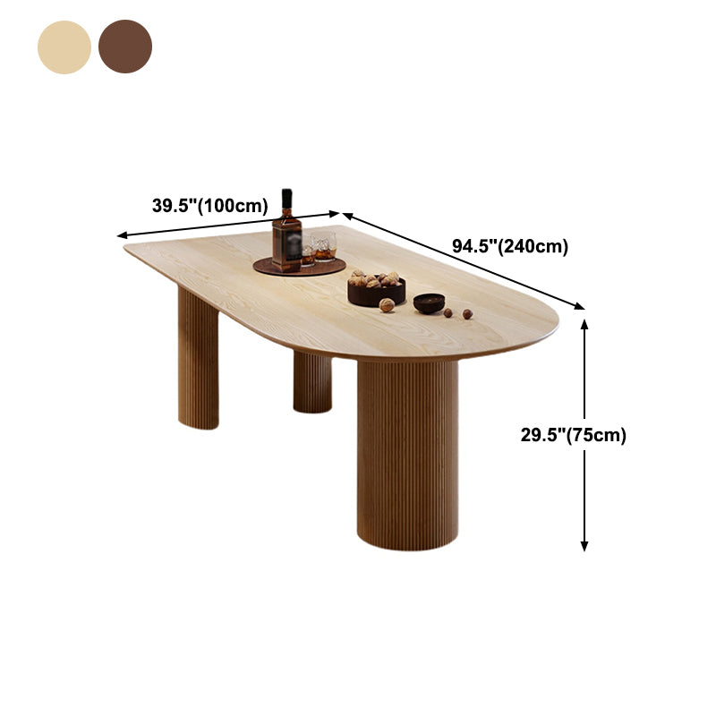 Free Form Dining Table Pinewood Solid Wood Table Contemporary with 3 Legs