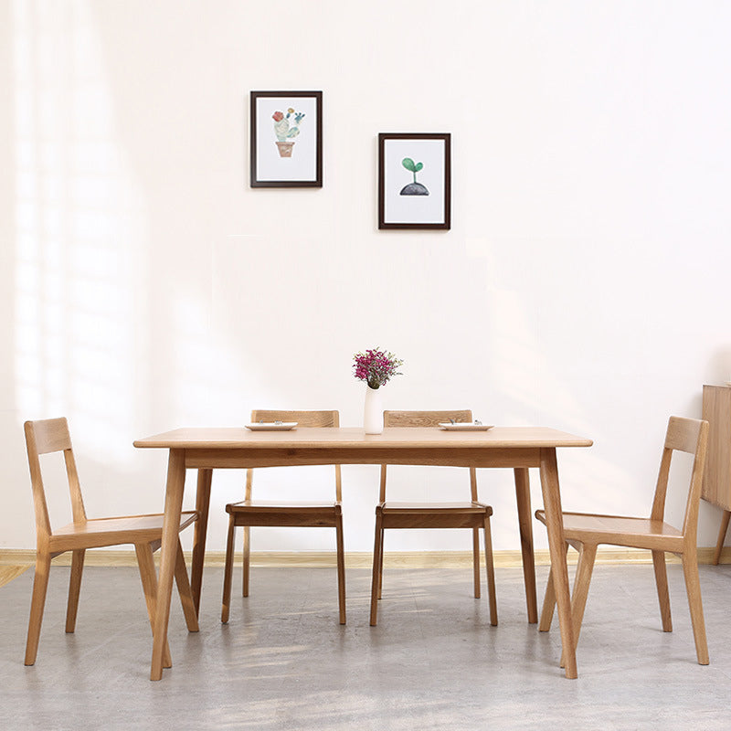 Mesa de comedor rectangular moderna de madera maciza con 4 patas para uso doméstico