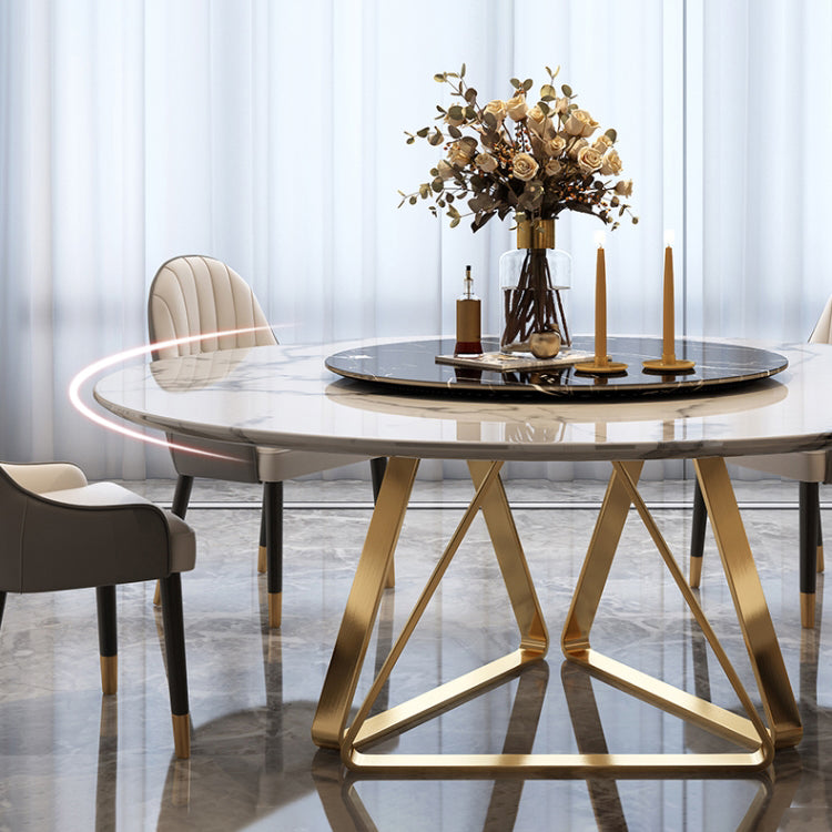 Marble Dining Table Traditional Luxury Round Dining Site Table with Turntable