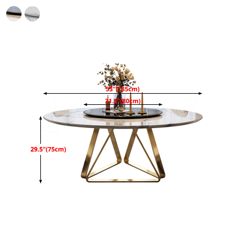 Marble Dining Table Traditional Luxury Round Dining Site Table with Turntable