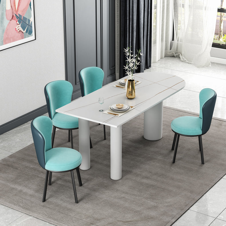 Free Form Sintered Stone White Dining Table Simplicity 3 Legs Table for Dining Room
