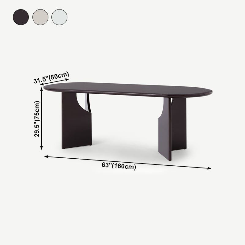 Moderne binnenhouttafel voor restaurant ovale eettafel met dubbele voetstukbasis