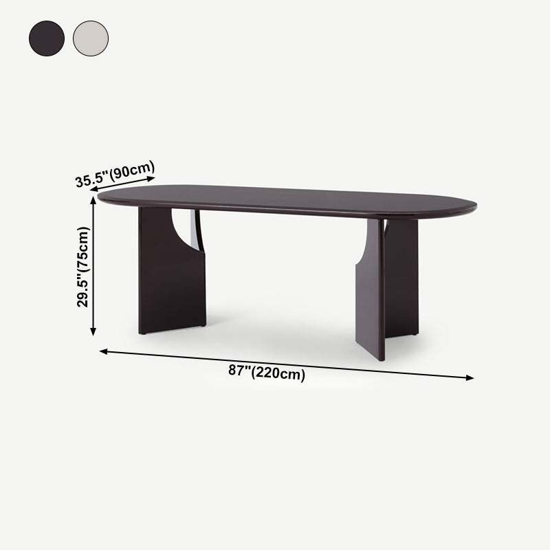 Moderne binnenhouttafel voor restaurant ovale eettafel met dubbele voetstukbasis