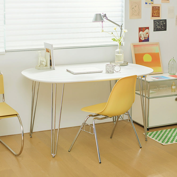 Sintered Stone Modern White Table for Restaurant Oval Dining Table with 4 Legs