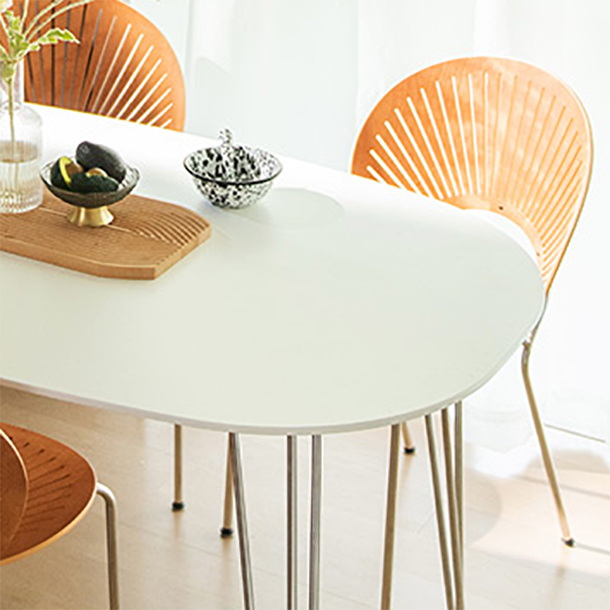 Sintered Stone Modern White Table for Restaurant Oval Dining Table with 4 Legs