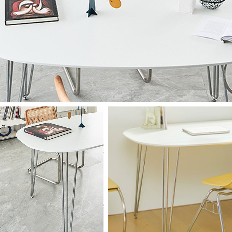 Sintered Stone Modern White Table for Restaurant Oval Dining Table with 4 Legs