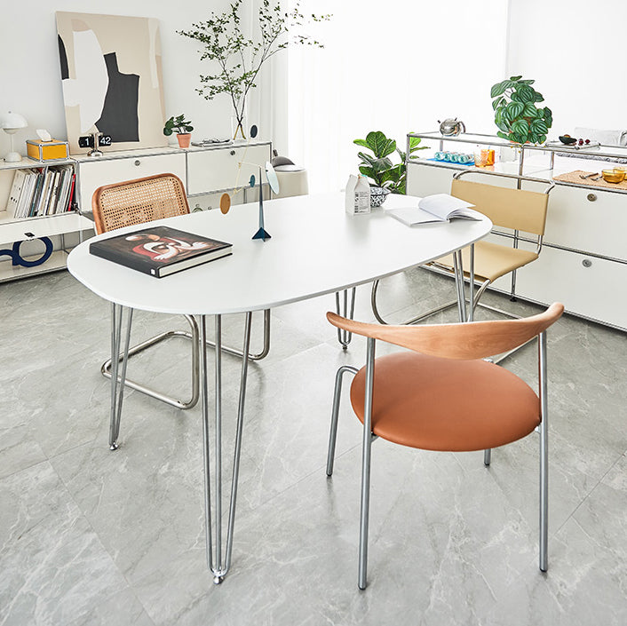 Sintered Stone Modern White Table for Restaurant Oval Dining Table with 4 Legs