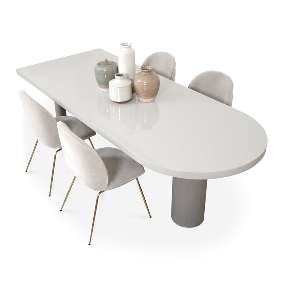 Mesa de comedor contemporánea de madera sólida Mesa de forma de madera de pino para la cocina