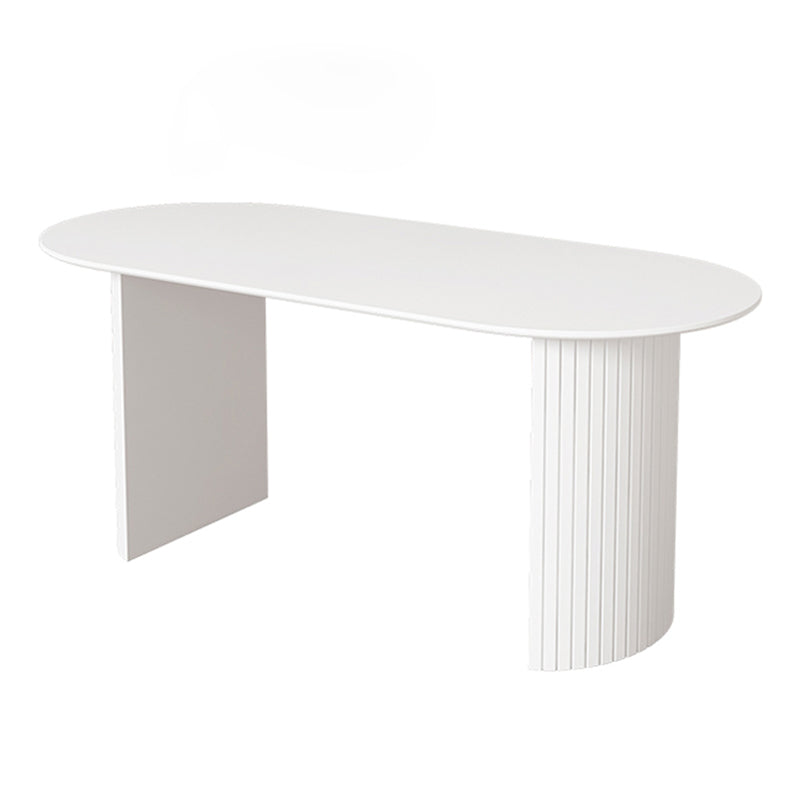 Modern Standard Sintered Stone Dining Table White Dining Table with Double Pedestal Base