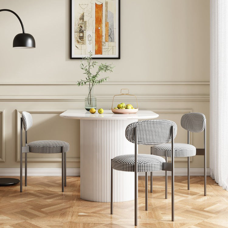 Modern Standard Sintered Stone Dining Table White Dining Table with Double Pedestal Base