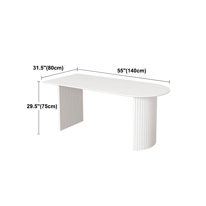Modern Standard Sintered Stone Dining Table White Dining Table with Double Pedestal Base