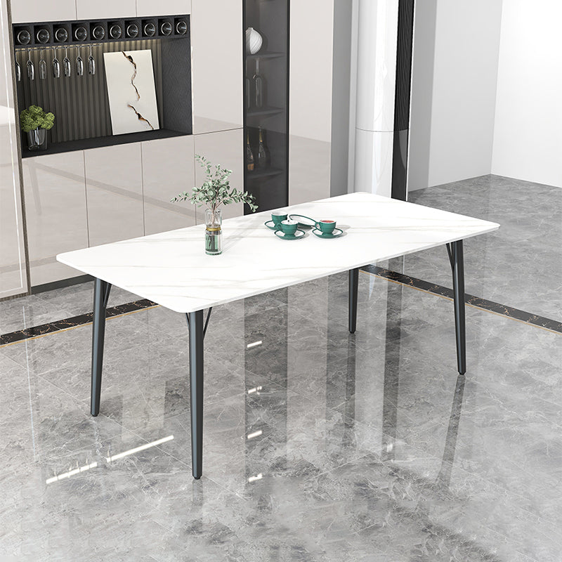 Modern Style Dining Table Rectangle Sintered Stone 4 Legs Dining Table for Kitchen