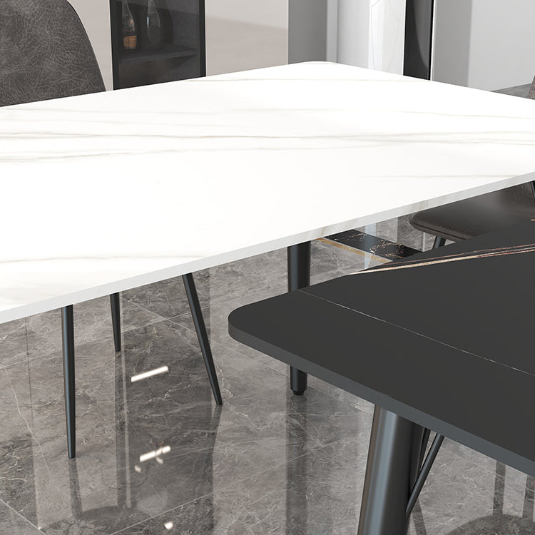 Modern Style Dining Table Rectangle Sintered Stone 4 Legs Dining Table for Kitchen