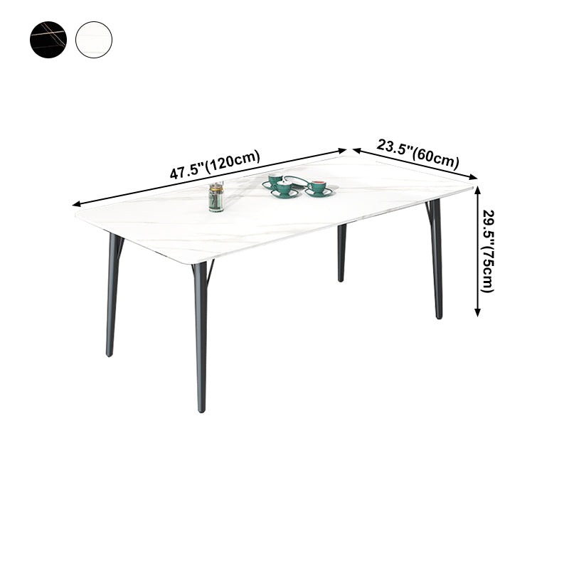 Modern Style Dining Table Rectangle Sintered Stone 4 Legs Dining Table for Kitchen
