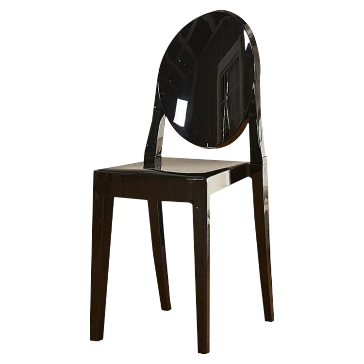 Silla lateral de acrílico moderna y contemporánea para comedor, silla con respaldo abierto