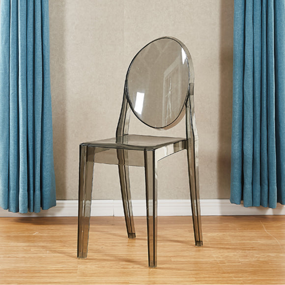 Silla lateral de acrílico moderna y contemporánea para comedor, silla con respaldo abierto