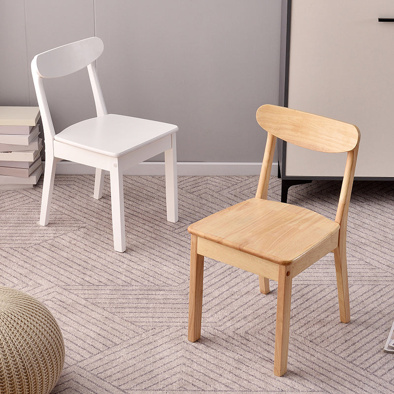 Chaise d'appoint scandinave à dossier ouvert en bois d'hévéa, chaise de salle à manger en bois naturel