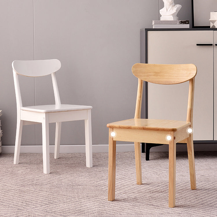 Chaise d'appoint scandinave à dossier ouvert en bois d'hévéa, chaise de salle à manger en bois naturel