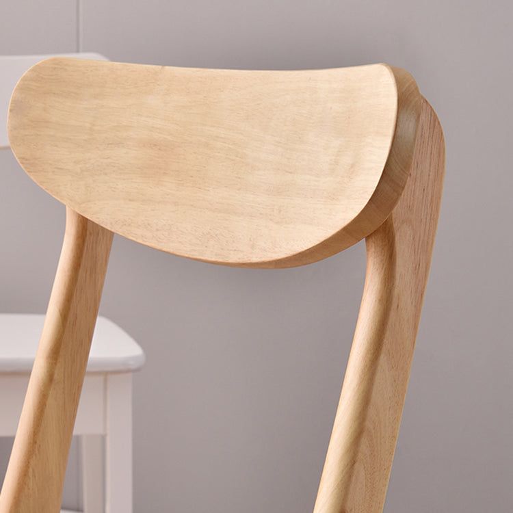 Chaise d'appoint scandinave à dossier ouvert en bois d'hévéa, chaise de salle à manger en bois naturel