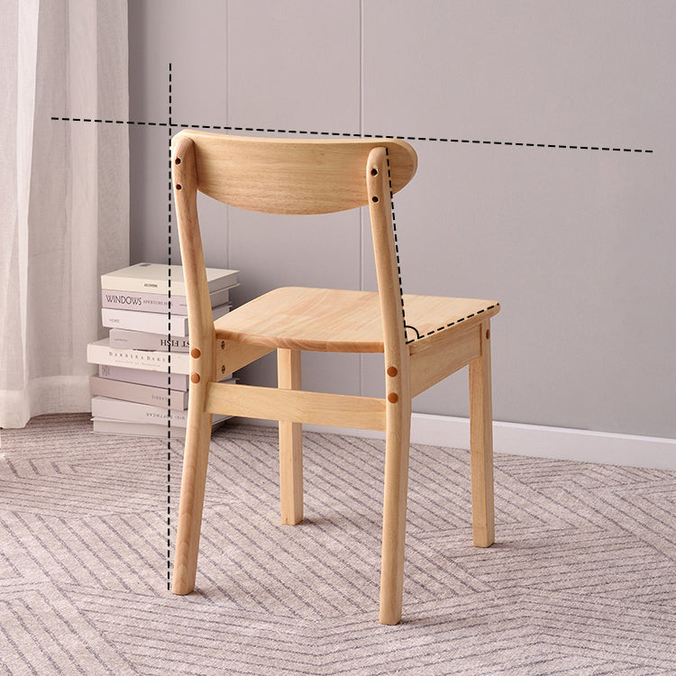 Chaise d'appoint scandinave à dossier ouvert en bois d'hévéa, chaise de salle à manger en bois naturel