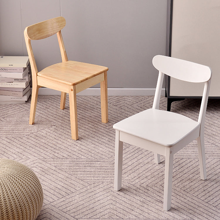 Chaise d'appoint scandinave à dossier ouvert en bois d'hévéa, chaise de salle à manger en bois naturel