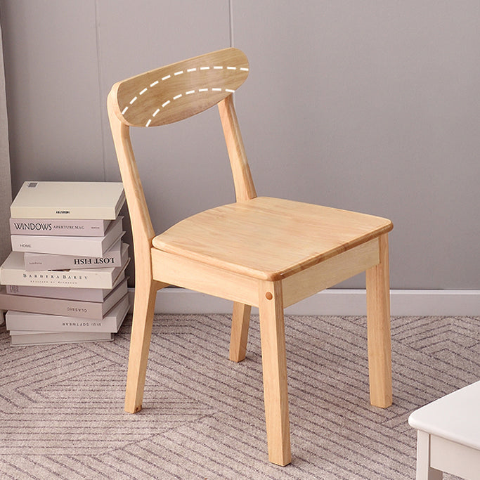 Chaise d'appoint scandinave à dossier ouvert en bois d'hévéa, chaise de salle à manger en bois naturel