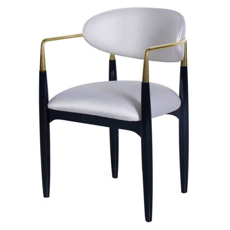 Silla de comedor tapizada con acabado mate y respaldo abierto contemporáneo para sala de conferencias
