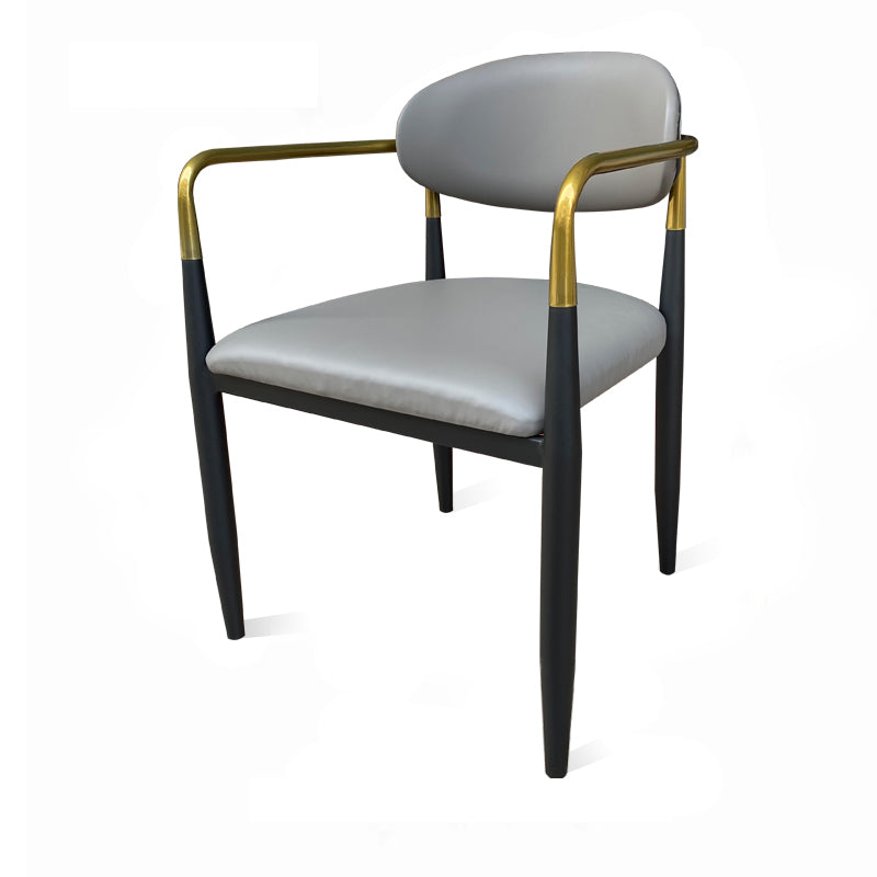 Contemporary Home Open Back Arm Chair Matte Finish Upholstered Dining Chair