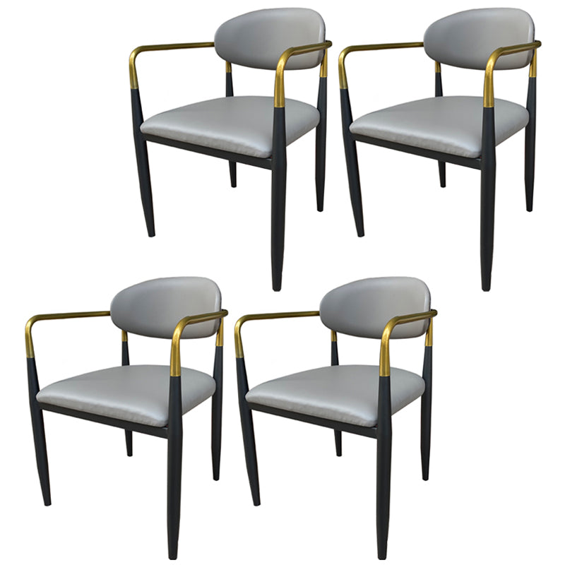Contemporary Home Open Back Arm Chair Matte Finish Upholstered Dining Chair