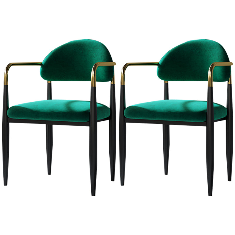 Contemporary Home Open Back Arm Chair Matte Finish Upholstered Dining Chair