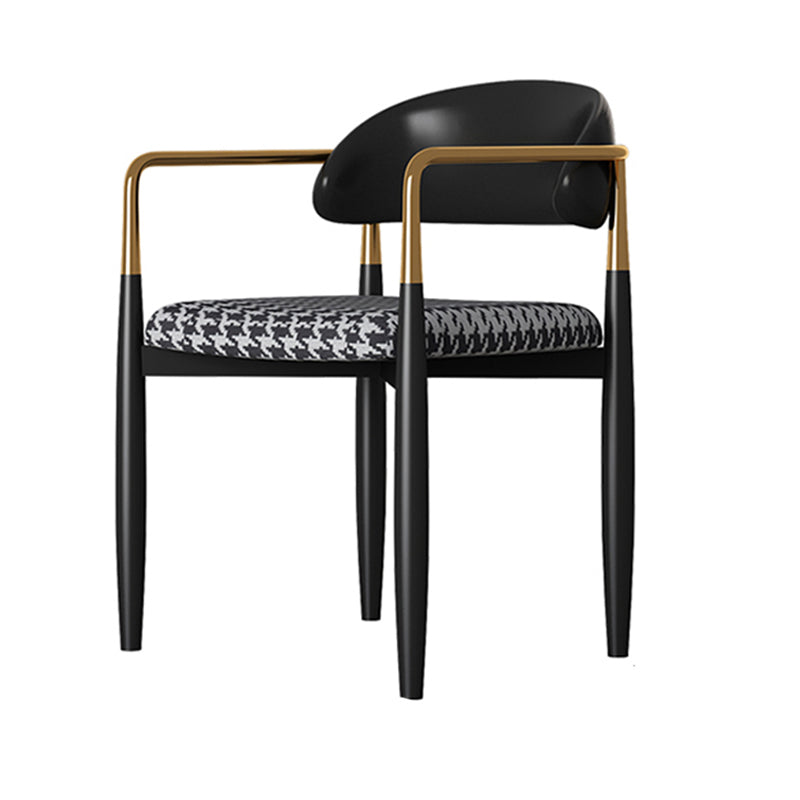 Contemporary Home Open Back Arm Chair Matte Finish Upholstered Dining Chair