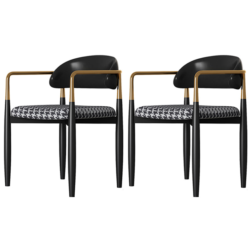 Contemporary Home Open Back Arm Chair Matte Finish Upholstered Dining Chair