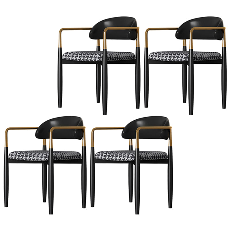 Contemporary Home Open Back Arm Chair Matte Finish Upholstered Dining Chair
