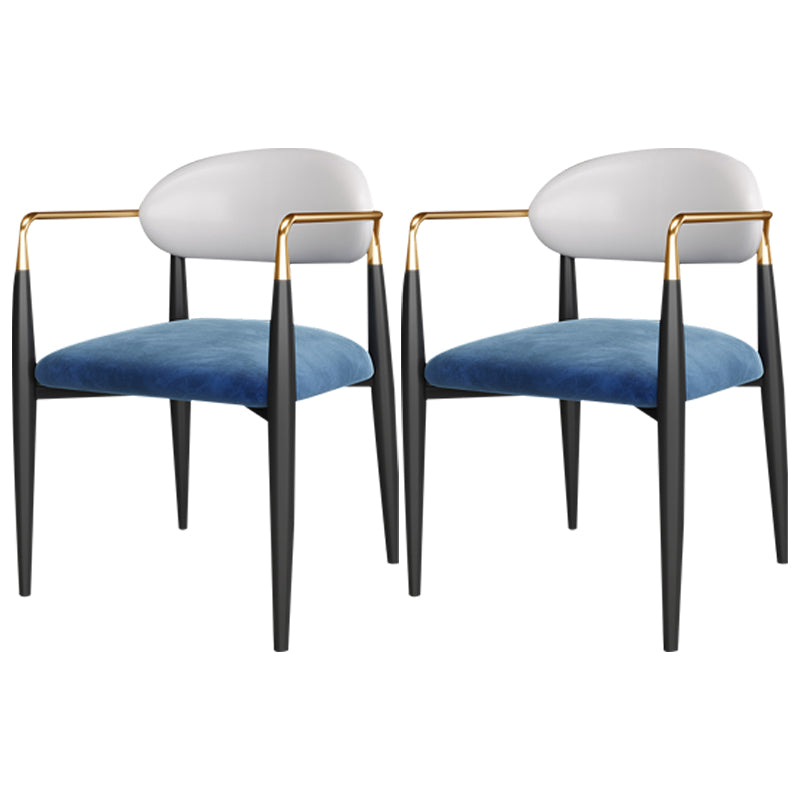 Contemporary Home Open Back Arm Chair Matte Finish Upholstered Dining Chair
