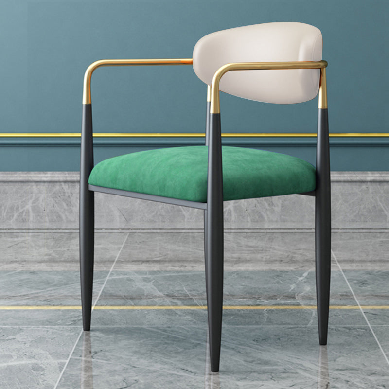 Contemporary Home Open Back Arm Chair Matte Finish Upholstered Dining Chair