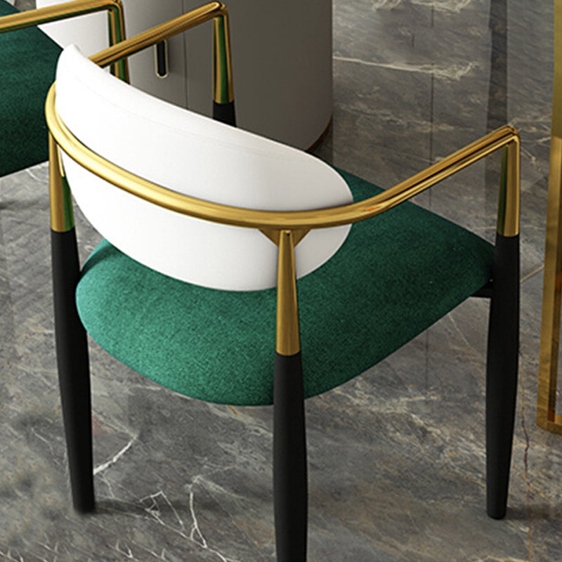 Contemporary Home Open Back Arm Chair Matte Finish Upholstered Dining Chair