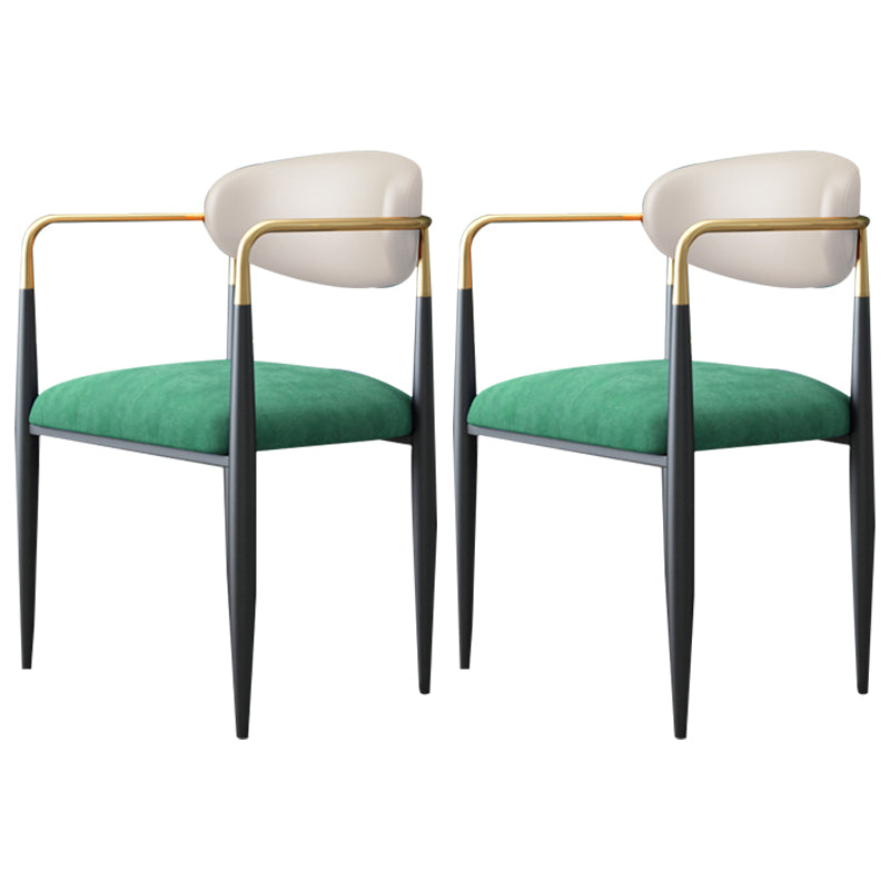 Contemporary Home Open Back Arm Chair Matte Finish Upholstered Dining Chair