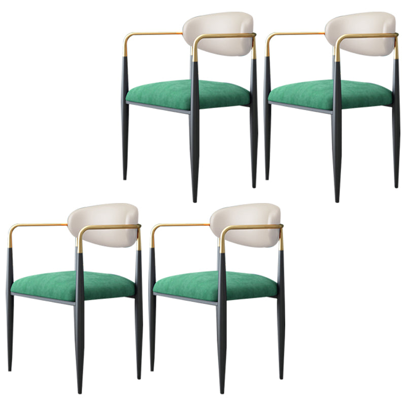 Contemporary Home Open Back Arm Chair Matte Finish Upholstered Dining Chair